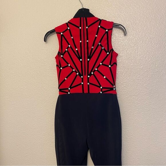 WEISSMAN Elite Dance Costume unitard black red Not My Responsibility 14114 MC - Picture 3 of 11
